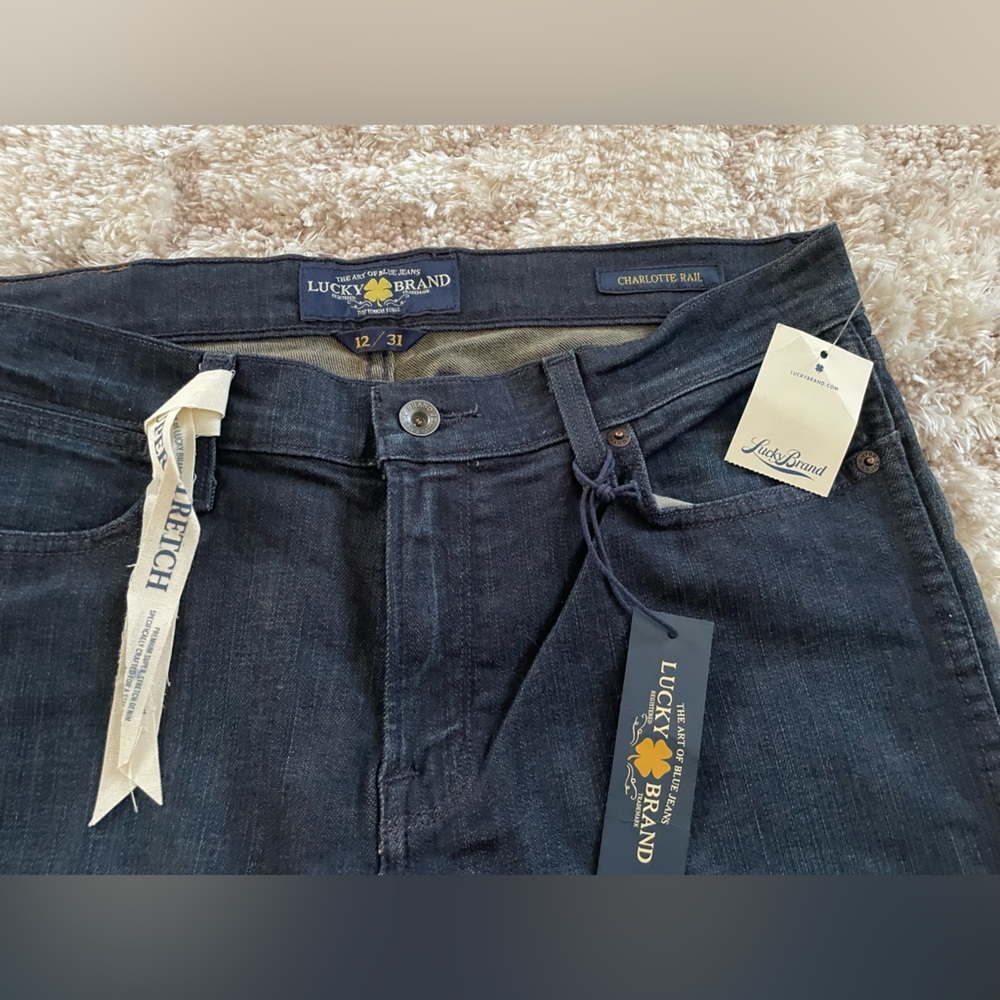 NWT Lucky Brand Women’s Charlotte Rail Dark Blue Slim Jeans - Picture 3 of 7
